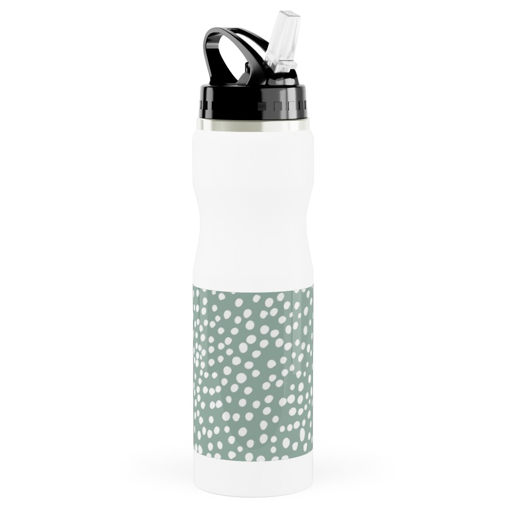 Cheetah - Sage Green Stainless Steel Water Bottle with Straw, 25oz, With Straw, Green
