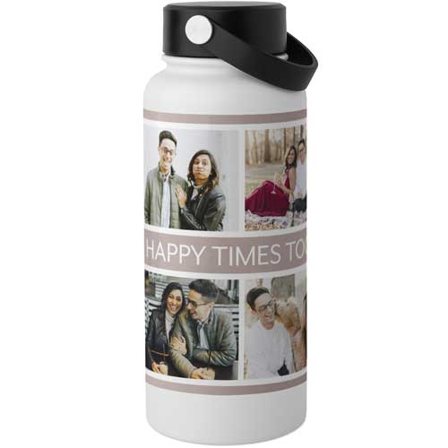 Banner Happy Times Stainless Steel Wide Mouth Water Bottle, 30oz, Wide Mouth, Brown, sap