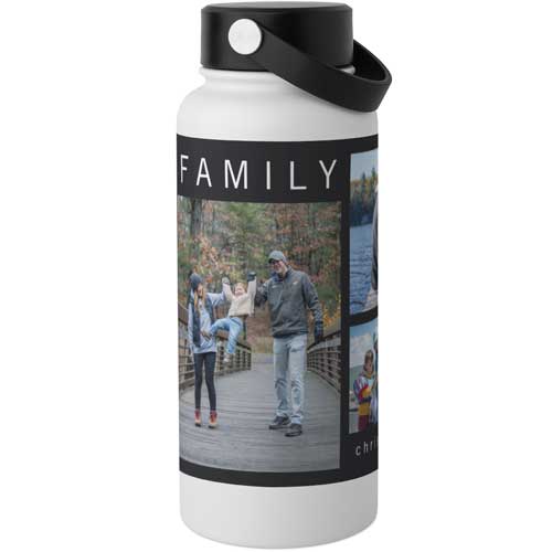 Simple Collage Stainless Steel Water Bottle with Straw by Shutterfly