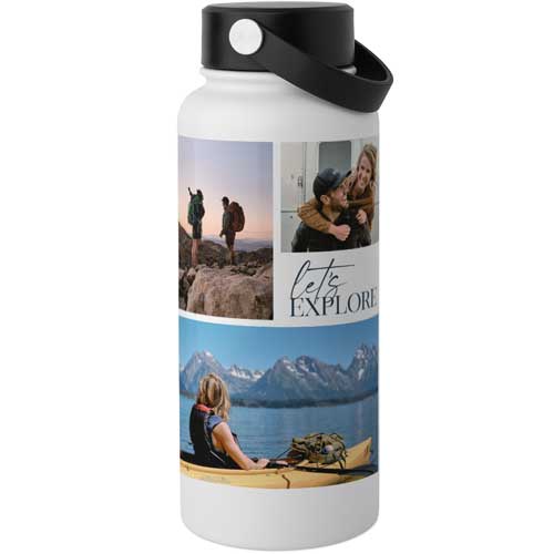 Modern Explorer Stainless Steel Wide Mouth Water Bottle, 30oz, Wide Mouth, White