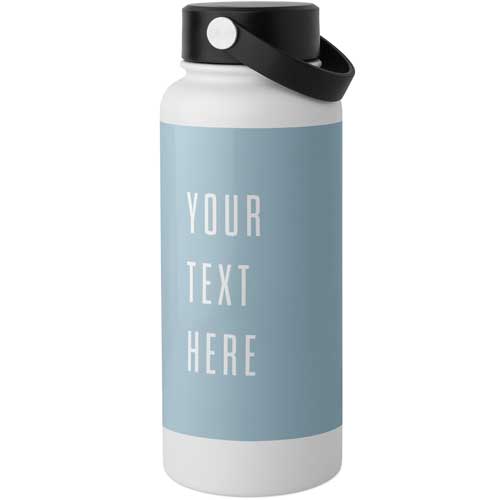Your Text Here Stainless Steel Wide Mouth Water Bottle, 30oz, Wide Mouth, Multicolor