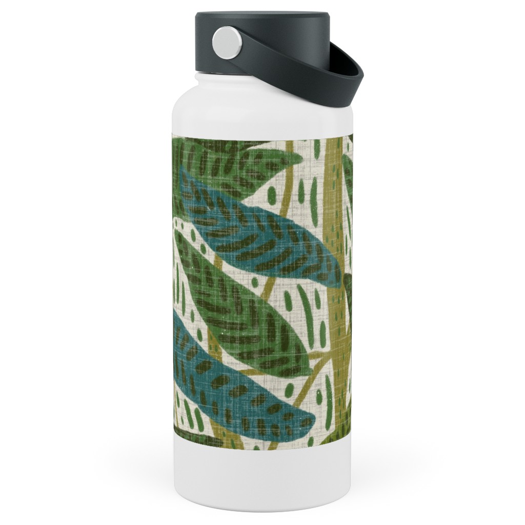 Jungle Foliage - Green Stainless Steel Wide Mouth Water Bottle, 30oz, Wide Mouth, Green, Classic Green