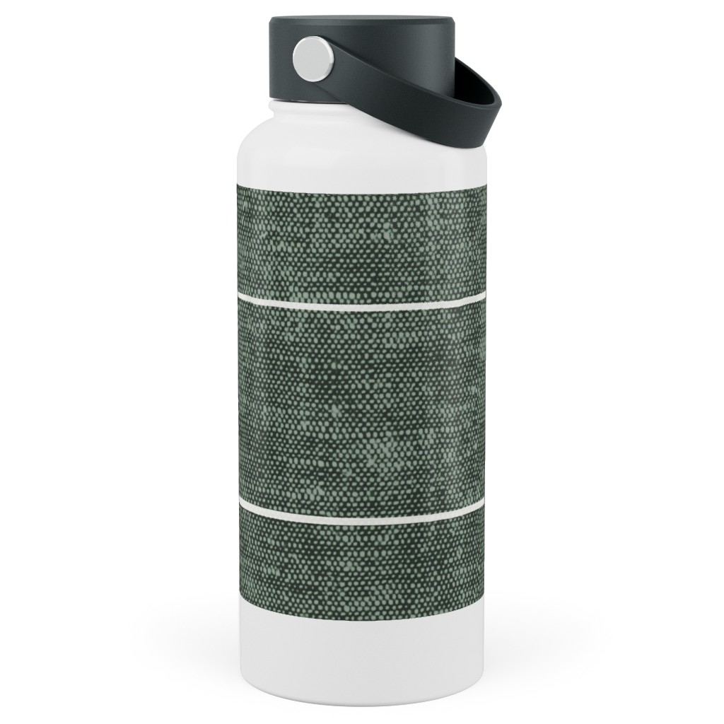 Farmhouse Stripes - Restoration Green Stainless Steel Wide Mouth Water Bottle, 30oz, Wide Mouth, Green