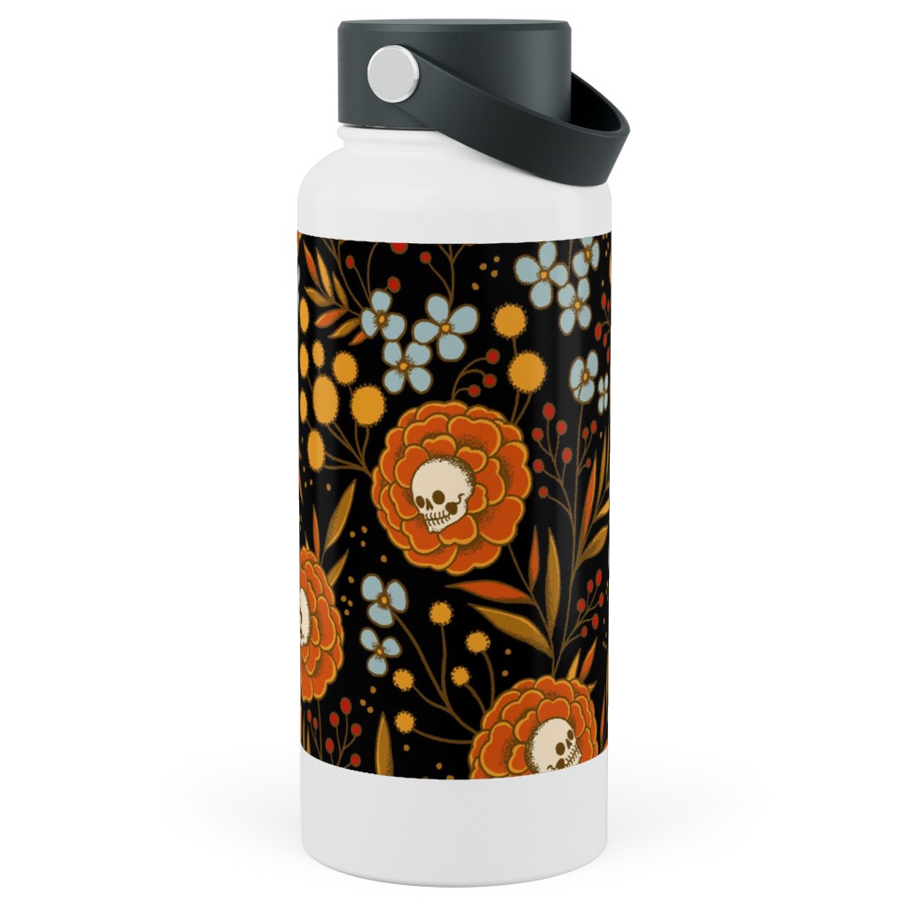 Halloween Floral - Multi Stainless Steel Wide Mouth Water Bottle, 30oz, Wide Mouth, Multicolor