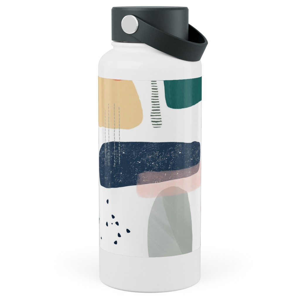Abstract Minima - Multi Stainless Steel Wide Mouth Water Bottle, 30oz, Wide Mouth, Multicolor