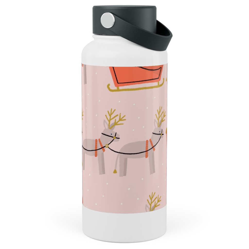 Santa Claus Stainless Steel Wide Mouth Water Bottle, 30oz, Wide Mouth, Pink, Ballet Slipper