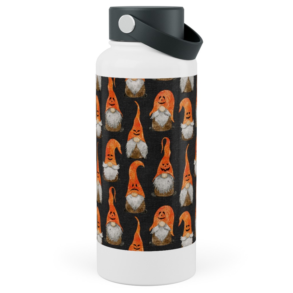 My Gnomes Stainless Steel Wide Mouth Water Bottle, 30oz, Wide Mouth, Orange, Charcoal