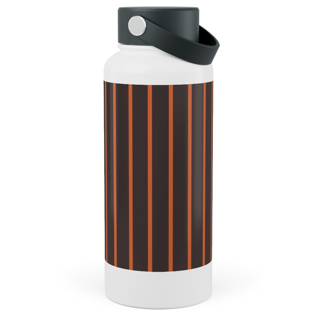 Halloween Stripes Stainless Steel Wide Mouth Water Bottle, 30oz, Wide Mouth, Black, Brown