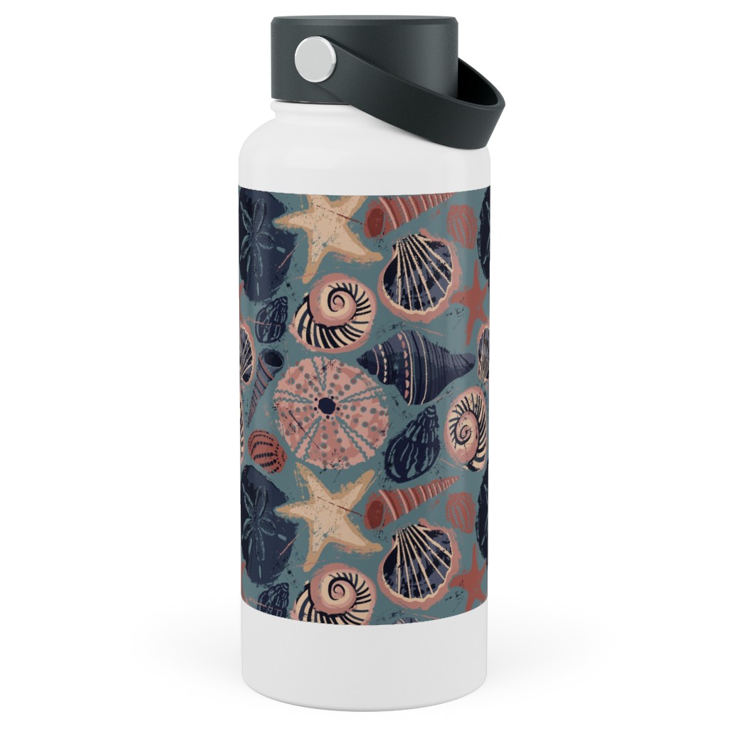 Seashells and Slate - Multi Stainless Steel Wide Mouth Water Bottle, 30oz, Wide Mouth, Multicolor