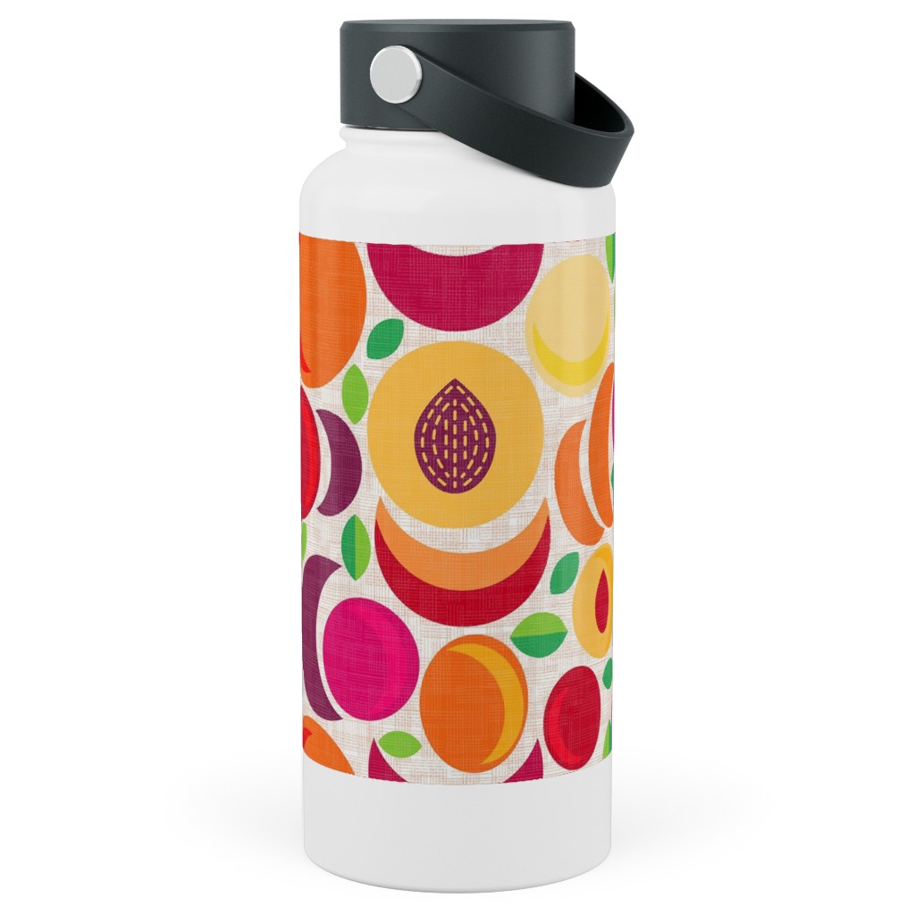 Plum Peach Perfection - Multi Stainless Steel Wide Mouth Water Bottle, 30oz, Wide Mouth, Orange, Orange