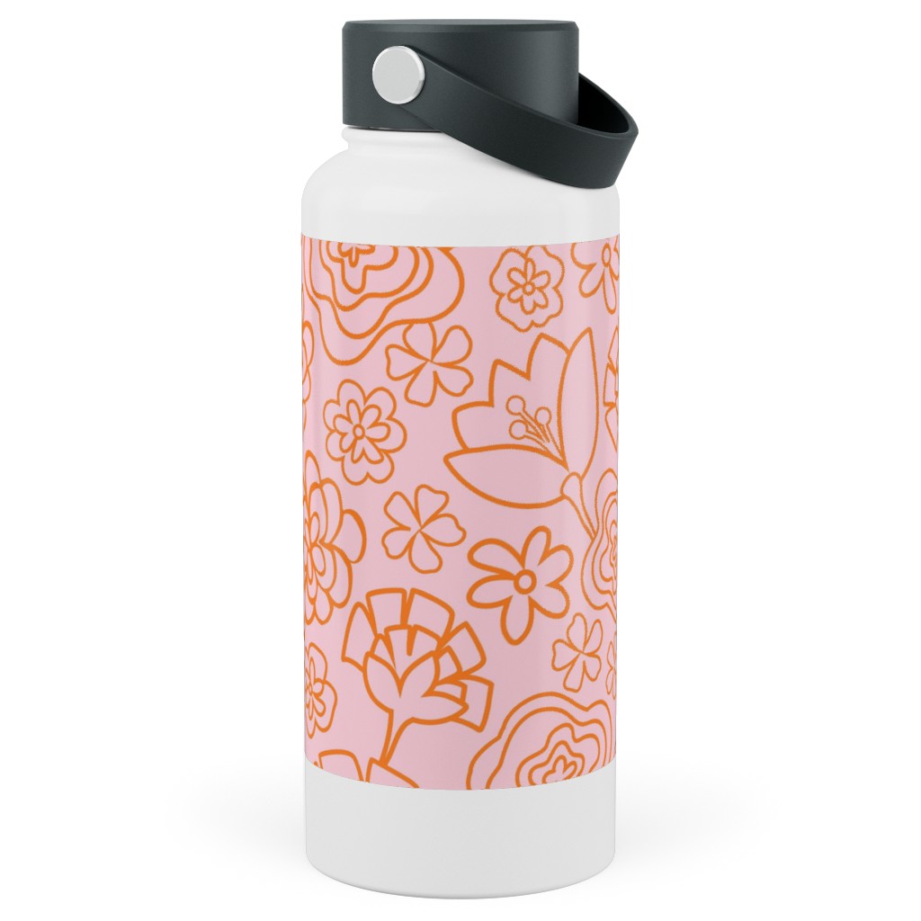 Flower Confetti - Pink Stainless Steel Wide Mouth Water Bottle, 30oz, Wide Mouth, Pink