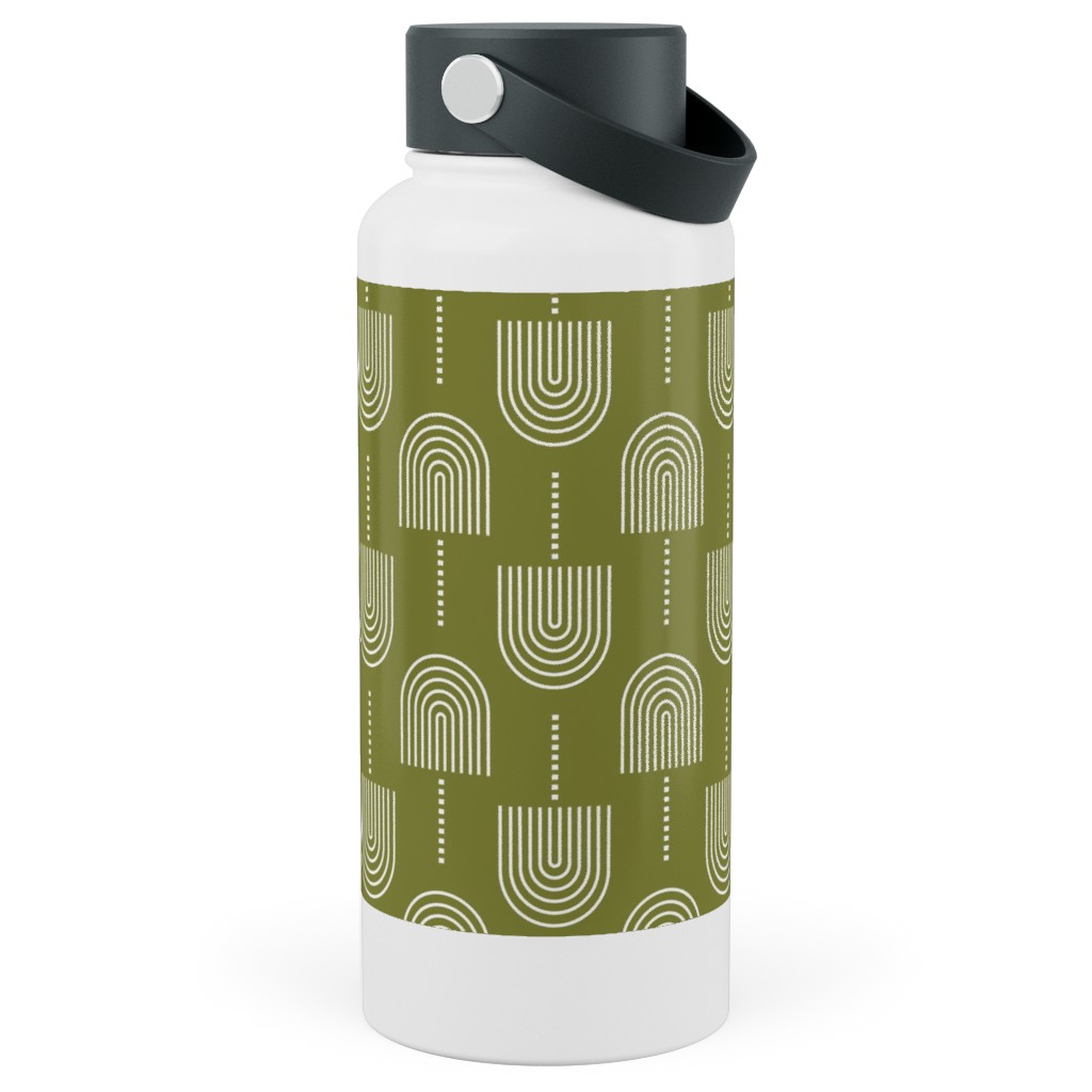 Fans - Olive Stainless Steel Wide Mouth Water Bottle, 30oz, Wide Mouth, Green, Classic Green