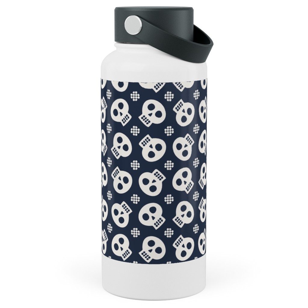 Halloween Skulls Stainless Steel Wide Mouth Water Bottle, 30oz, Wide Mouth, Black, Silhouette