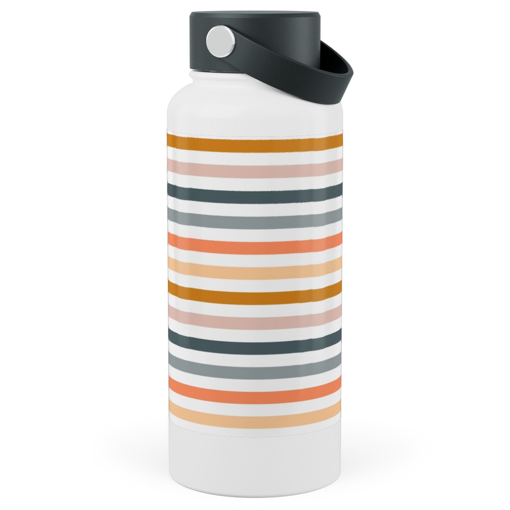 Multicolor Stripes - Warm Stainless Steel Wide Mouth Water Bottle, 30oz, Wide Mouth, Multicolor