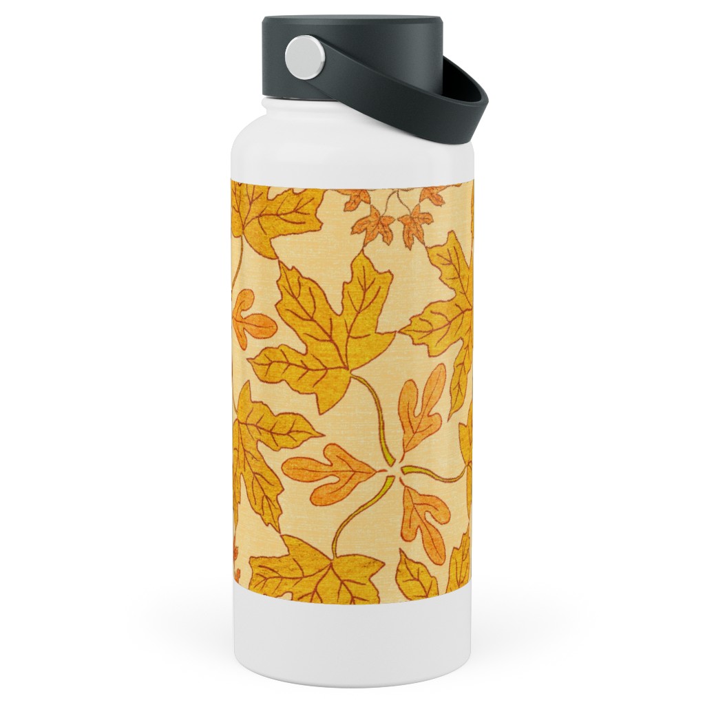 Autumn Leaf Kaleidoscope Stainless Steel Wide Mouth Water Bottle, 30oz, Wide Mouth, Orange, Orange