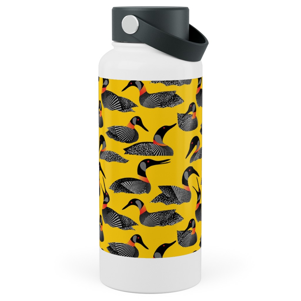 Common Loon of Canada - Yellow Stainless Steel Wide Mouth Water Bottle, 30oz, Wide Mouth, Yellow
