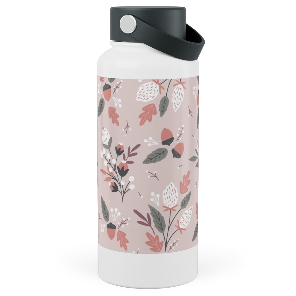 Fall Foliage - Pink Stainless Steel Wide Mouth Water Bottle, 30oz, Wide Mouth, Pink, Bright Pink