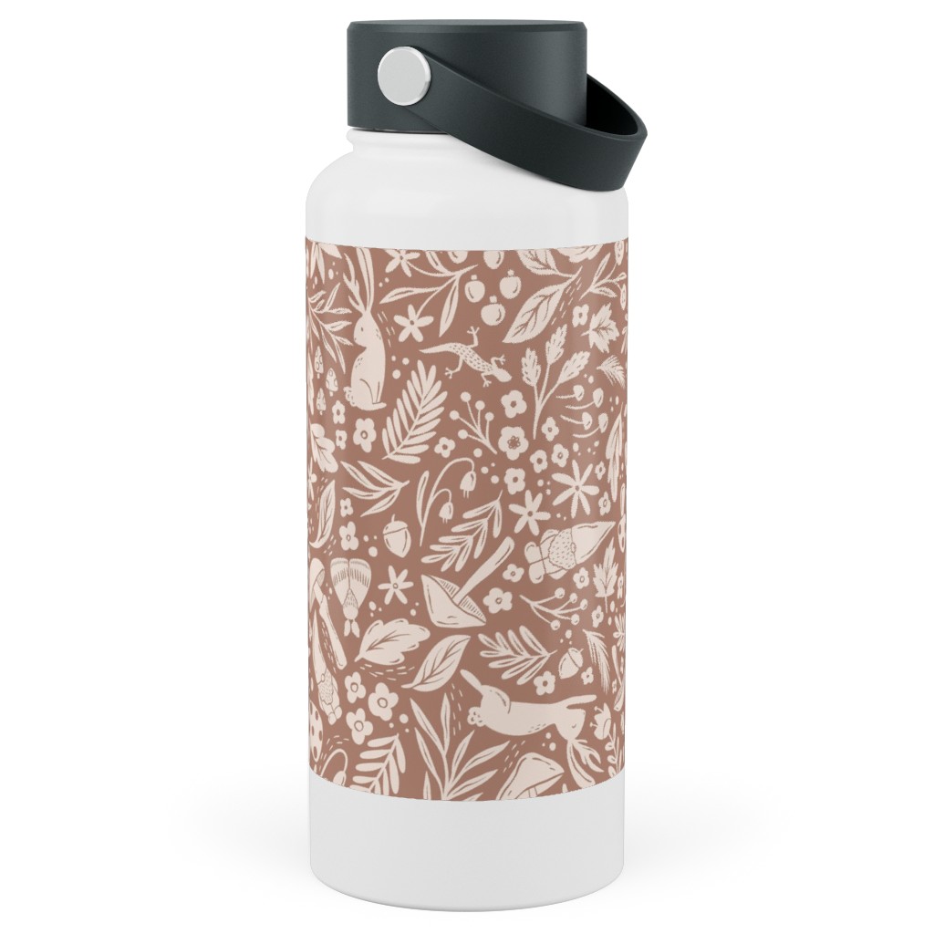 Enchanted Forest - Sienna Stainless Steel Wide Mouth Water Bottle, 30oz, Wide Mouth, Brown, Brown
