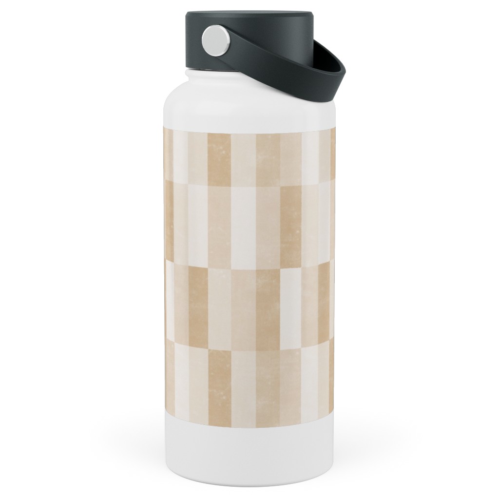 Cosmo Tile - Golden Stainless Steel Wide Mouth Water Bottle, 30oz, Wide Mouth, Beige, Pearl