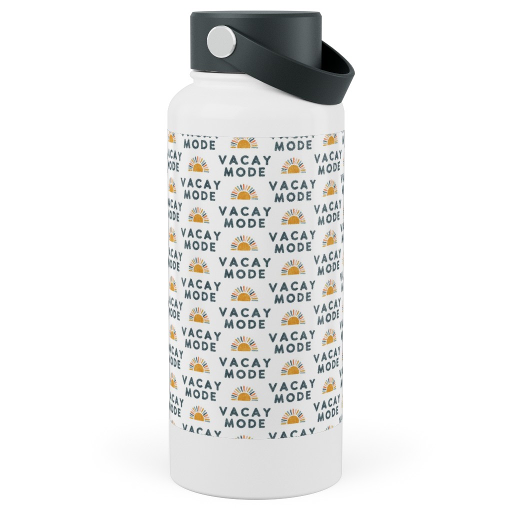 Vacay Mode and Sunshine Stainless Steel Wide Mouth Water Bottle, 30oz, Wide Mouth, Yellow
