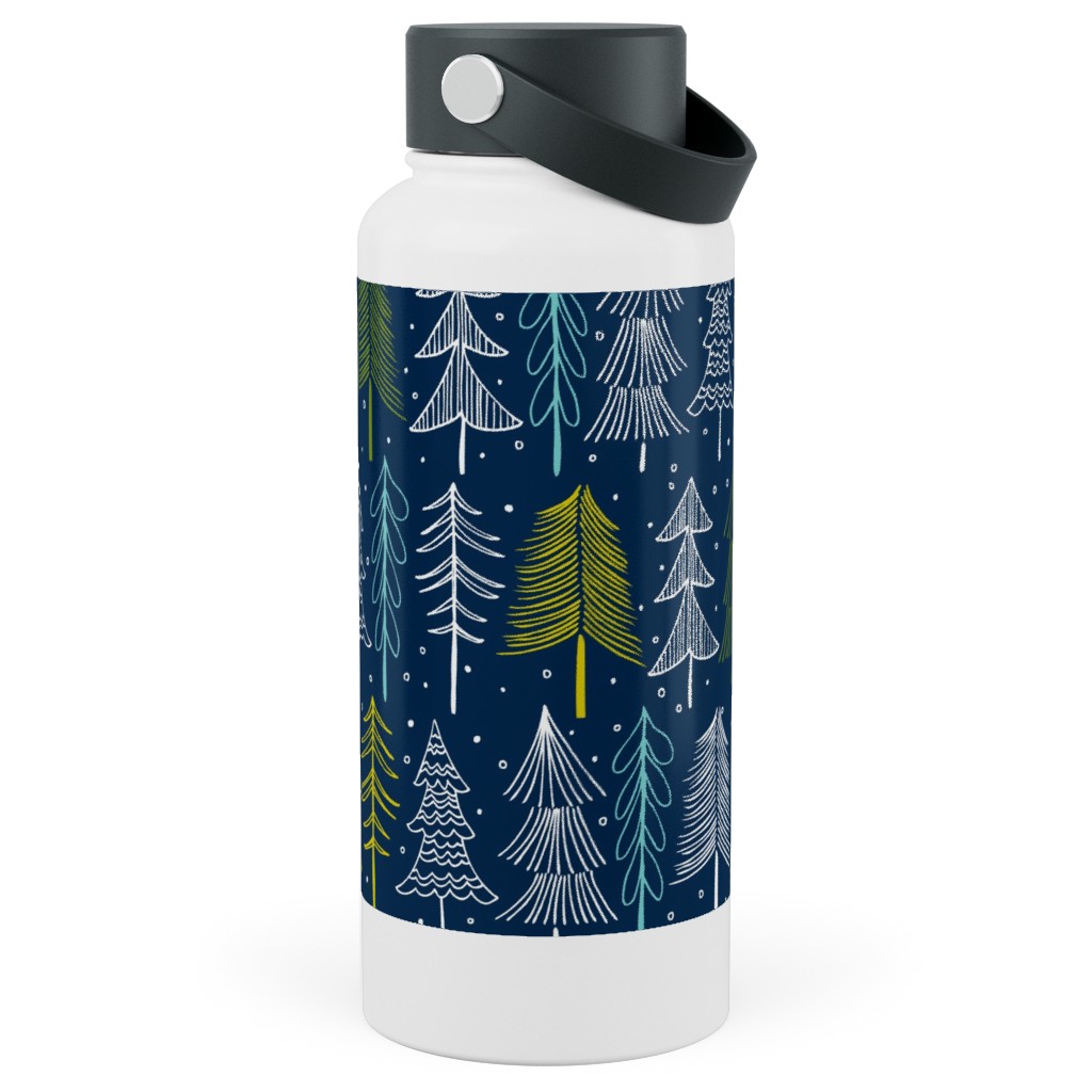 Oh' Christmas Tree Stainless Steel Wide Mouth Water Bottle, 30oz, Wide Mouth, Blue