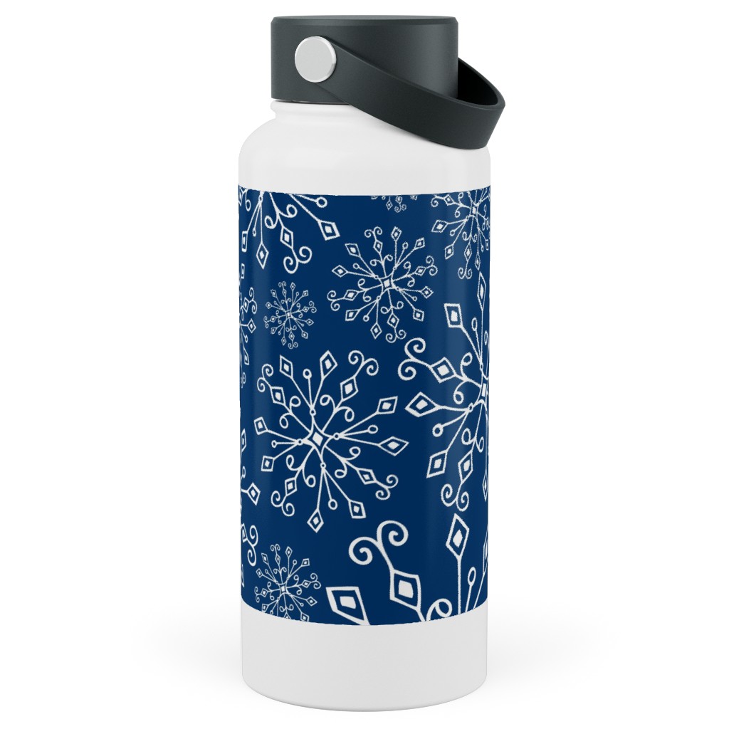 Frost Snowflakes Stainless Steel Wide Mouth Water Bottle, 30oz, Wide Mouth, Blue, Imperial