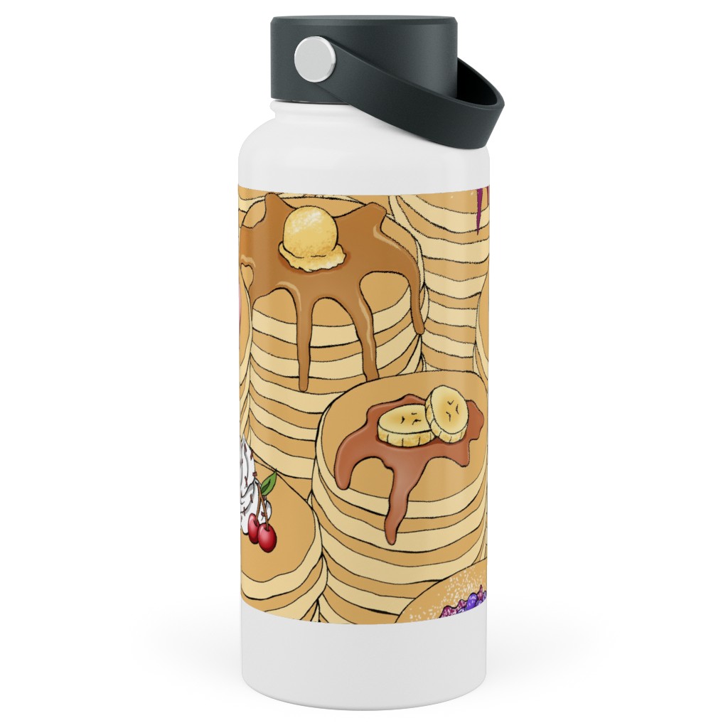 Flapjack Stack Stainless Steel Wide Mouth Water Bottle, 30oz, Wide Mouth, Beige