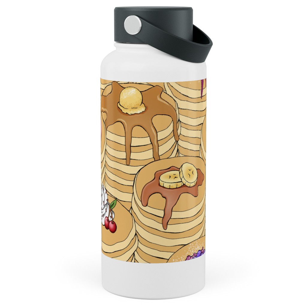 Flapjack Stack Stainless Steel Wide Mouth Water Bottle, 30oz, Wide Mouth, Beige, Pearl