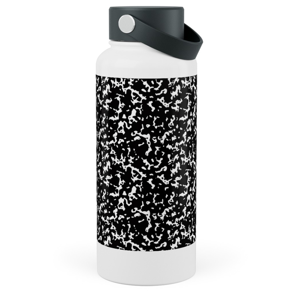 Composition Notebook - Black and White Stainless Steel Wide Mouth Water Bottle, 30oz, Wide Mouth, Black, Black