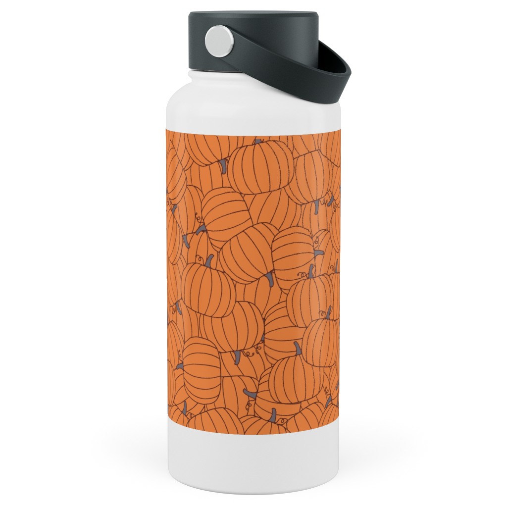 Squashed Squash Stainless Steel Wide Mouth Water Bottle, 30oz, Wide Mouth, Orange, Orange