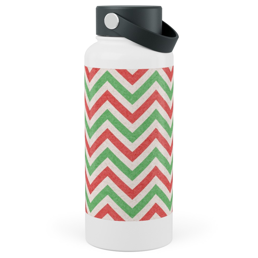 Mottled Holiday Zigzags Stainless Steel Wide Mouth Water Bottle, 30oz, Wide Mouth, Multicolor