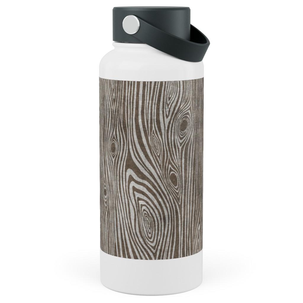 Woodgrain Driftwood Stainless Steel Wide Mouth Water Bottle, 30oz, Wide Mouth, Brown, Ash