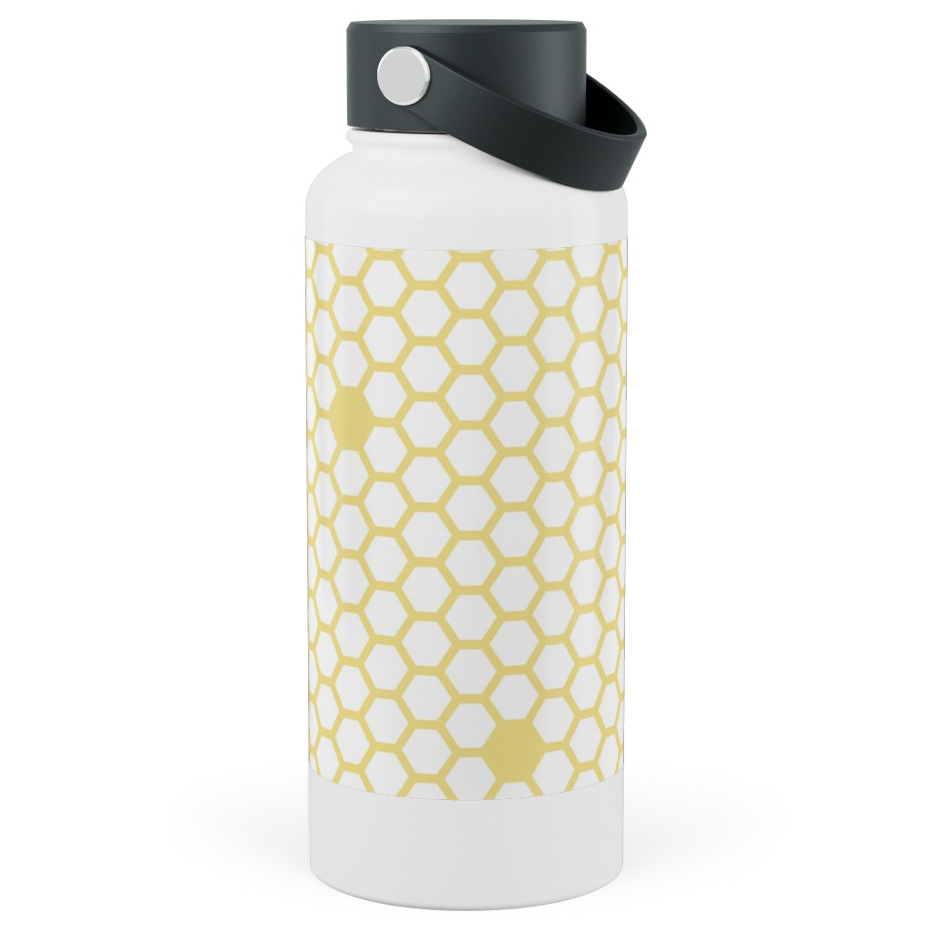 Honeycomb - Sugared Spring - Yellow Stainless Steel Wide Mouth Water Bottle, 30oz, Wide Mouth, Yellow