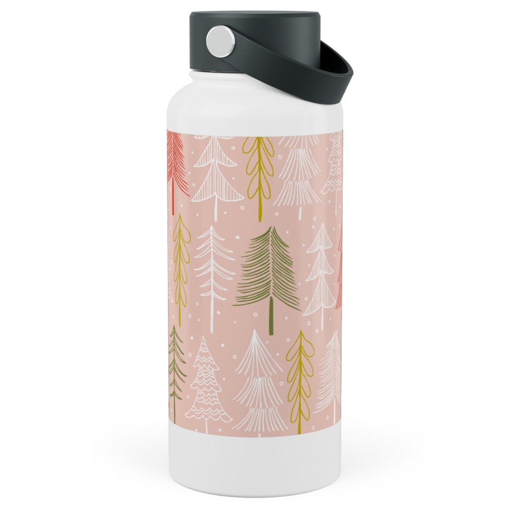 Oh' Christmas Tree Stainless Steel Wide Mouth Water Bottle, 30oz, Wide Mouth, Pink, Sand