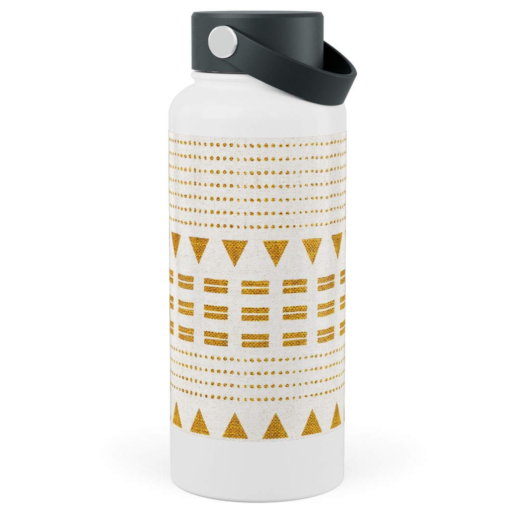 North Boho Stripe - Yellow Stainless Steel Wide Mouth Water Bottle, 30oz, Wide Mouth, Yellow, Classic Yellow