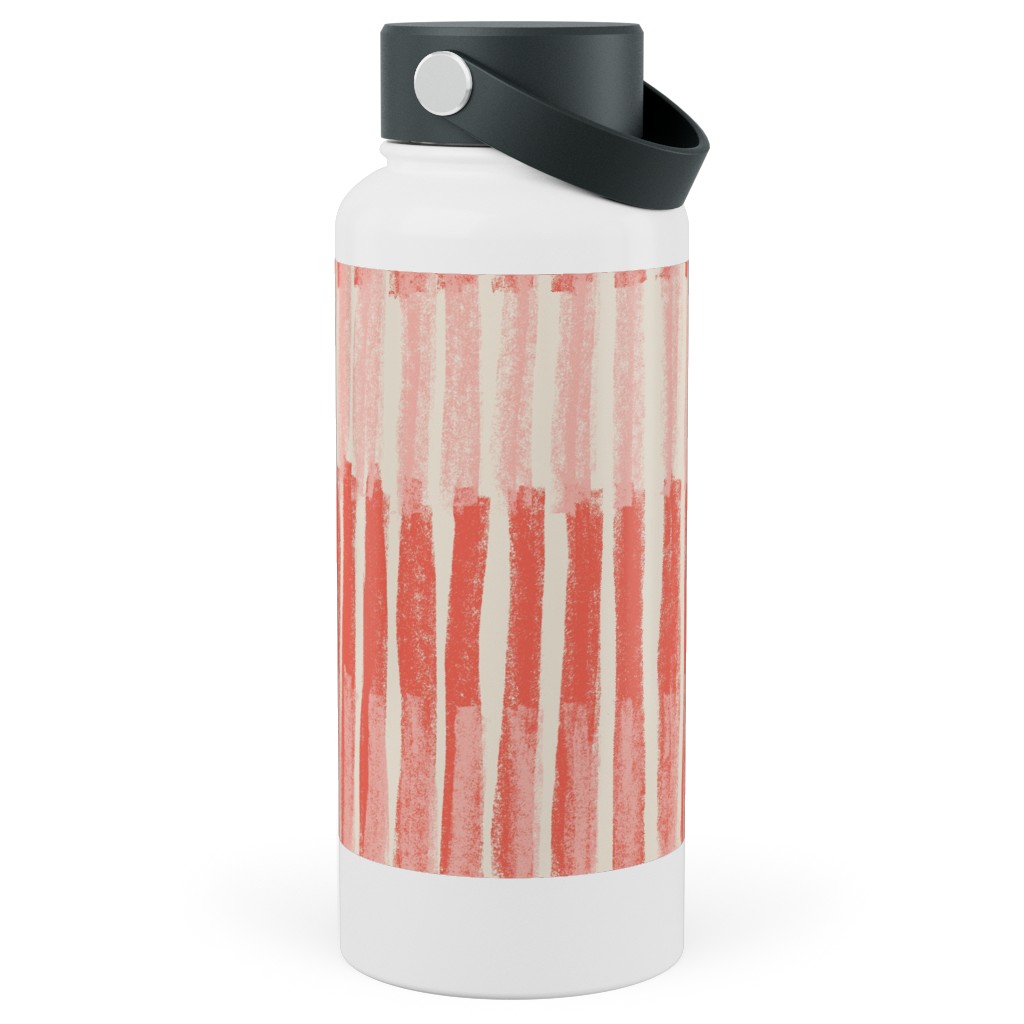 Strips - Coral Stainless Steel Wide Mouth Water Bottle, 30oz, Wide Mouth, Pink