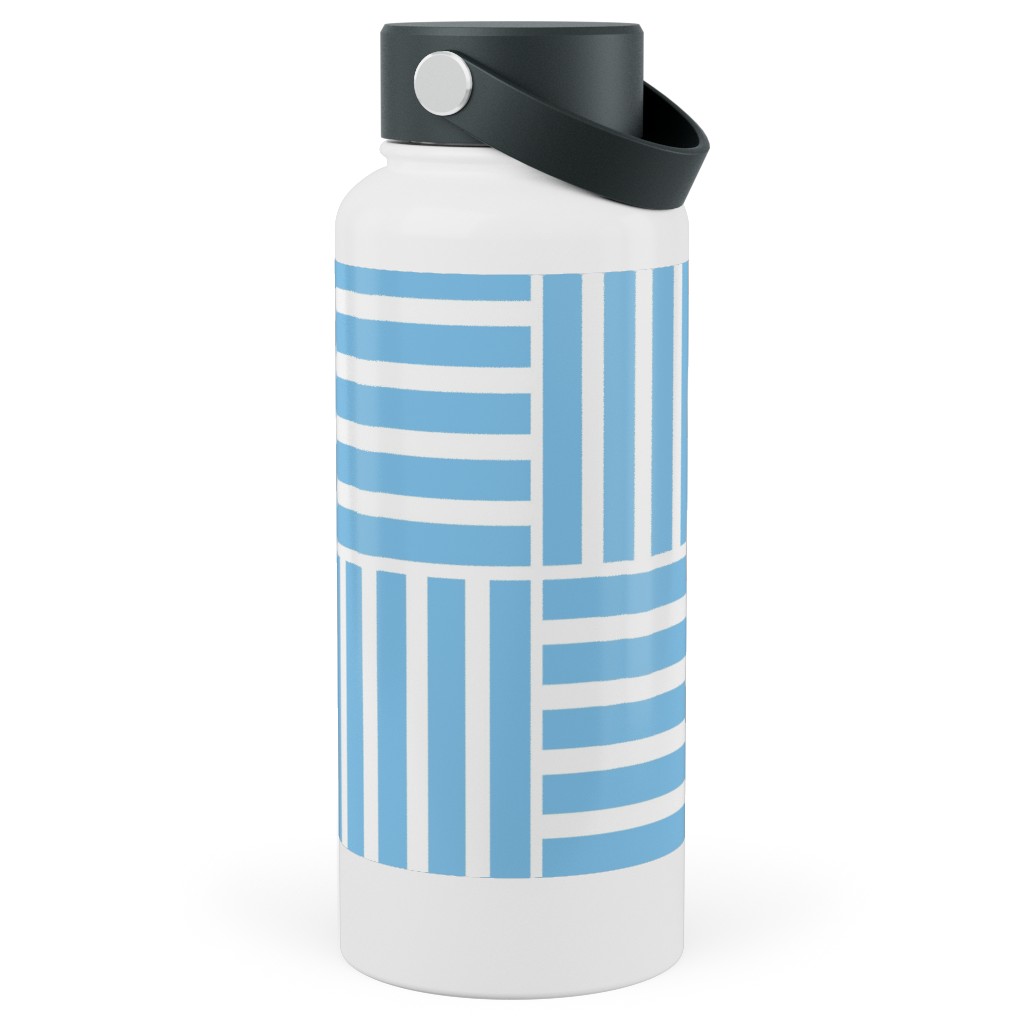 South Beach Stripe - Neptune Stainless Steel Wide Mouth Water Bottle, 30oz, Wide Mouth, Blue