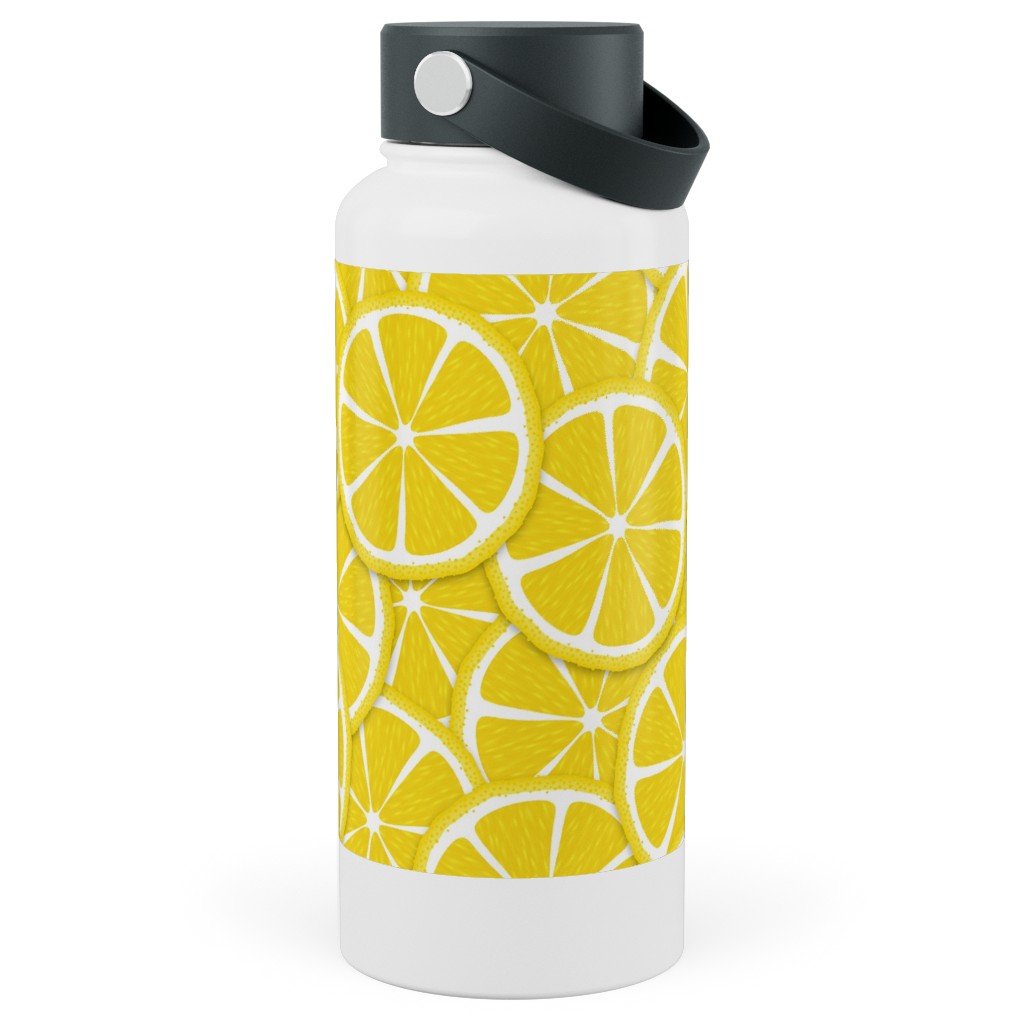 Limes and Lemons Stainless Steel Wide Mouth Water Bottle, 30oz, Wide Mouth, Yellow, Bright Delight