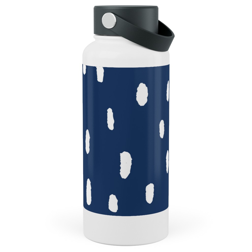 Confetti Dot - Night Stainless Steel Wide Mouth Water Bottle, 30oz, Wide Mouth, Blue, True Blue
