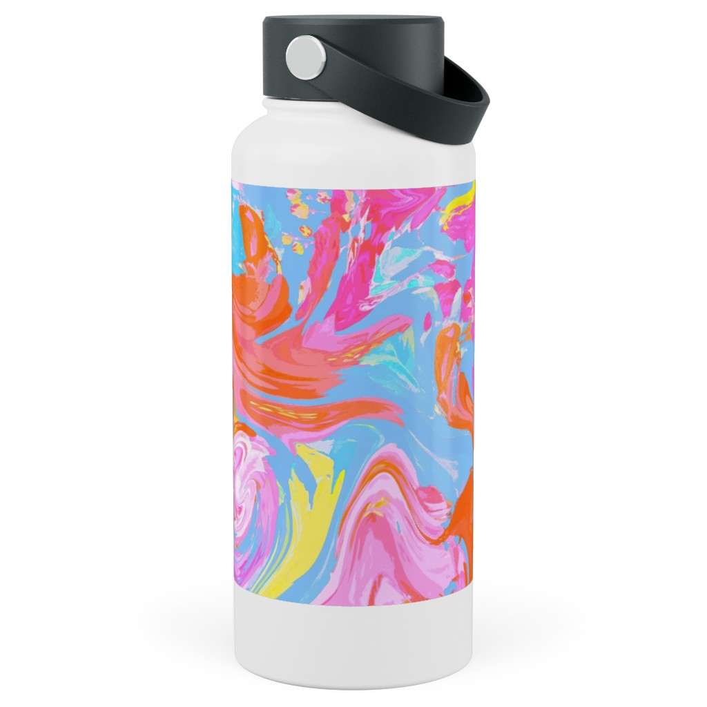 Summer Splash Stainless Steel Wide Mouth Water Bottle, 30oz, Wide Mouth, Multicolor