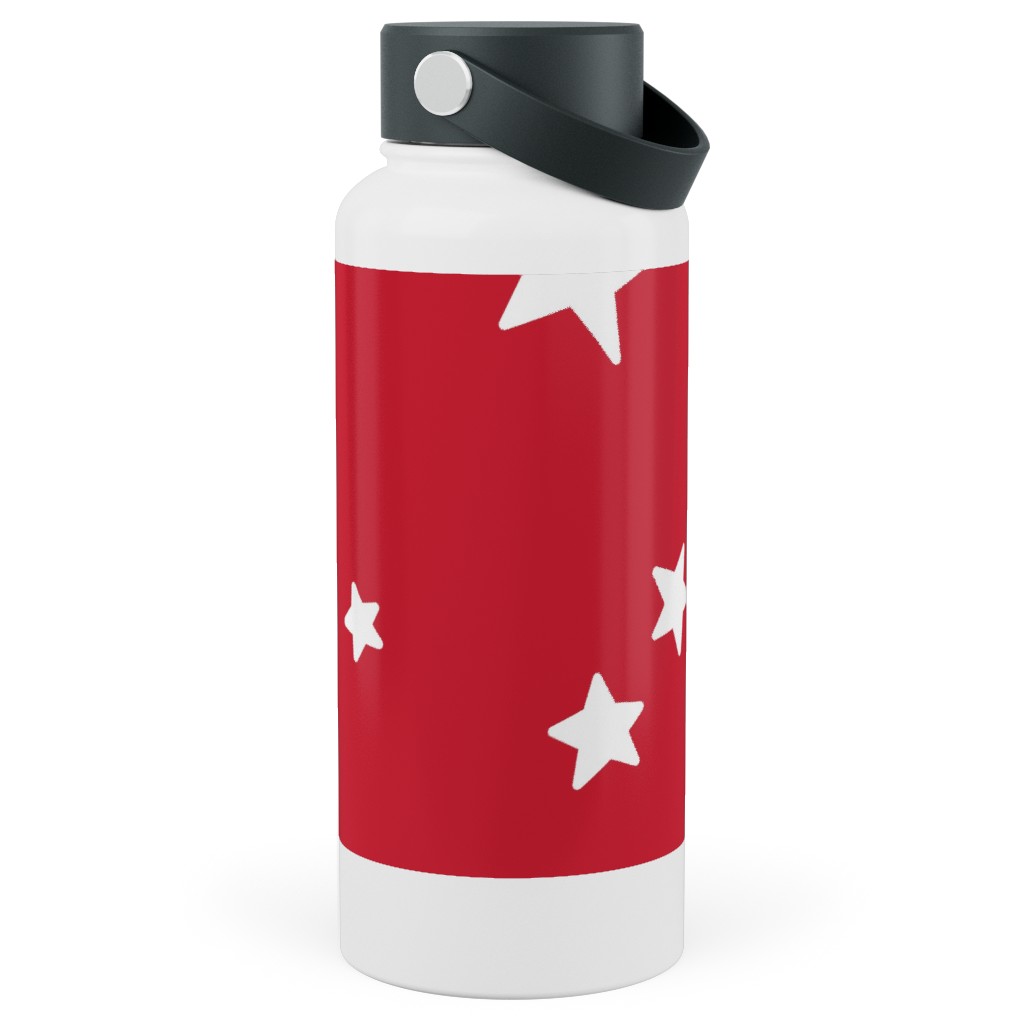 Stars Stainless Steel Wide Mouth Water Bottle, 30oz, Wide Mouth, Red