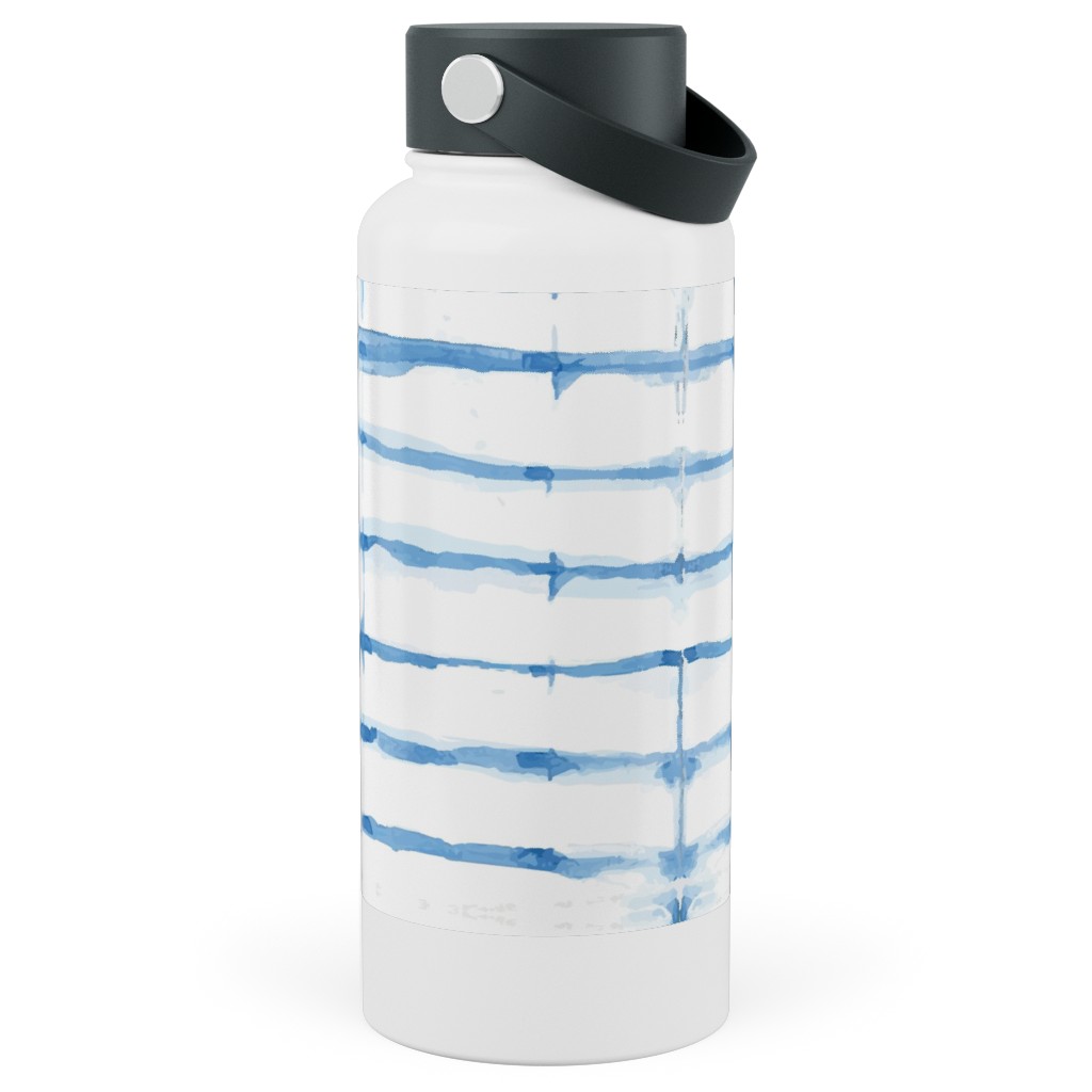 Shibori - Blue Stainless Steel Wide Mouth Water Bottle, 30oz, Wide Mouth, Blue