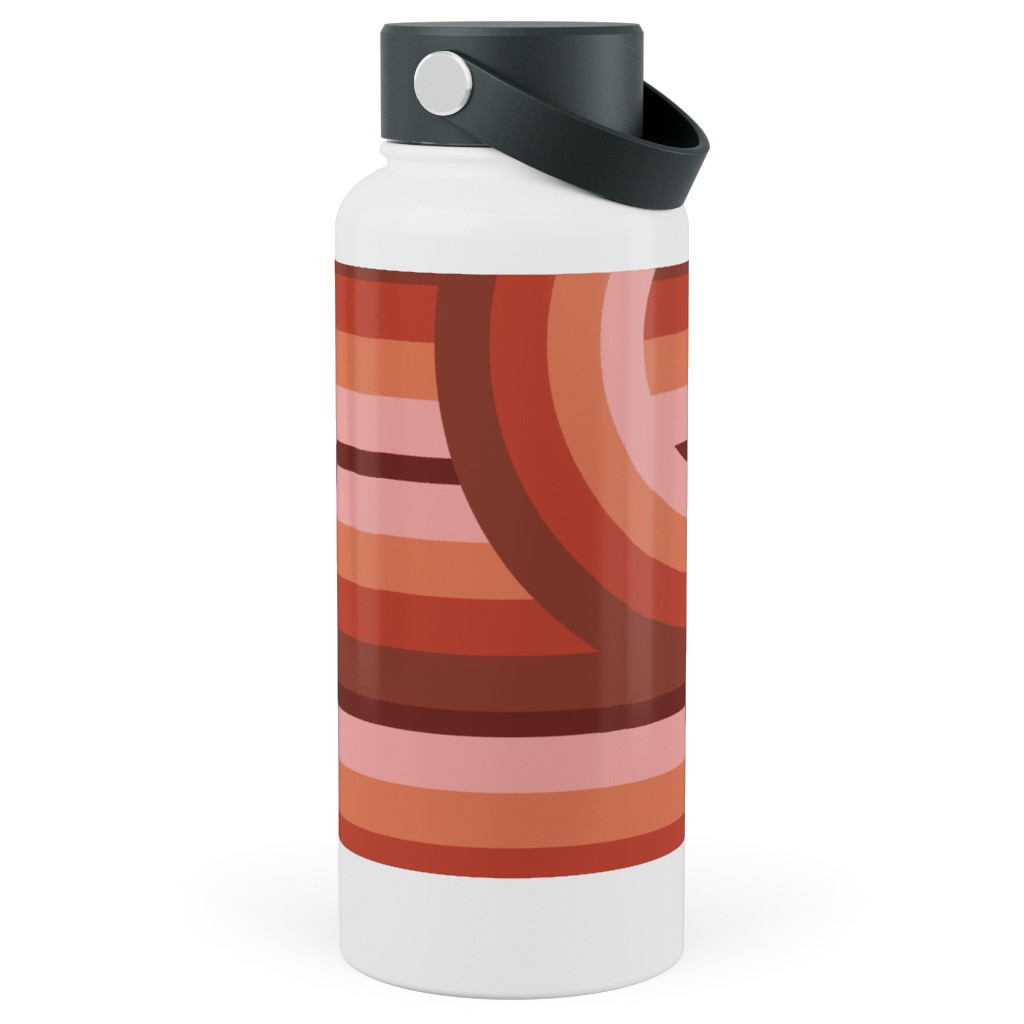 Retro Road - Mauve Multi Stainless Steel Wide Mouth Water Bottle, 30oz, Wide Mouth, Red