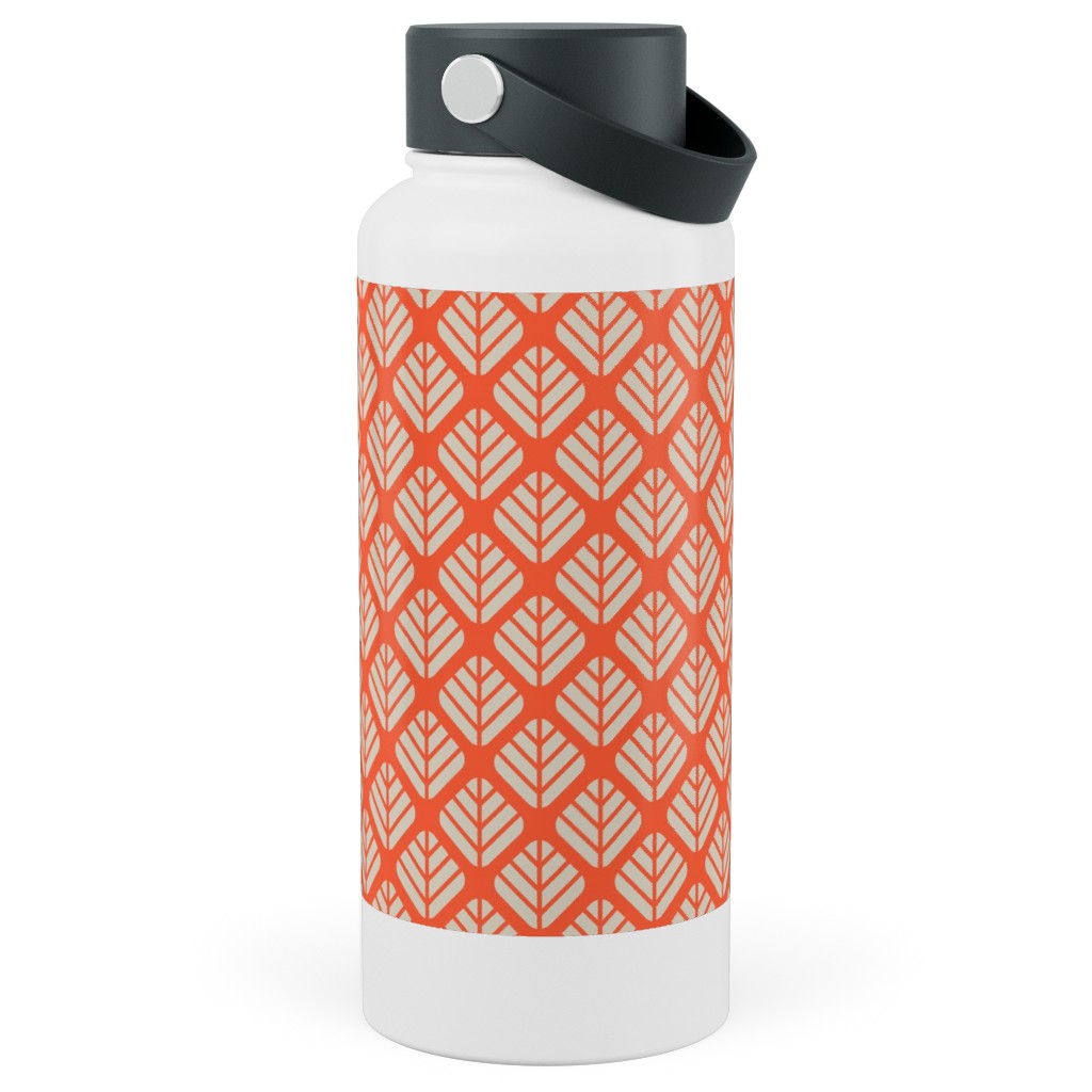 Blaettli - Orange and Beige Stainless Steel Wide Mouth Water Bottle, 30oz, Wide Mouth, Orange
