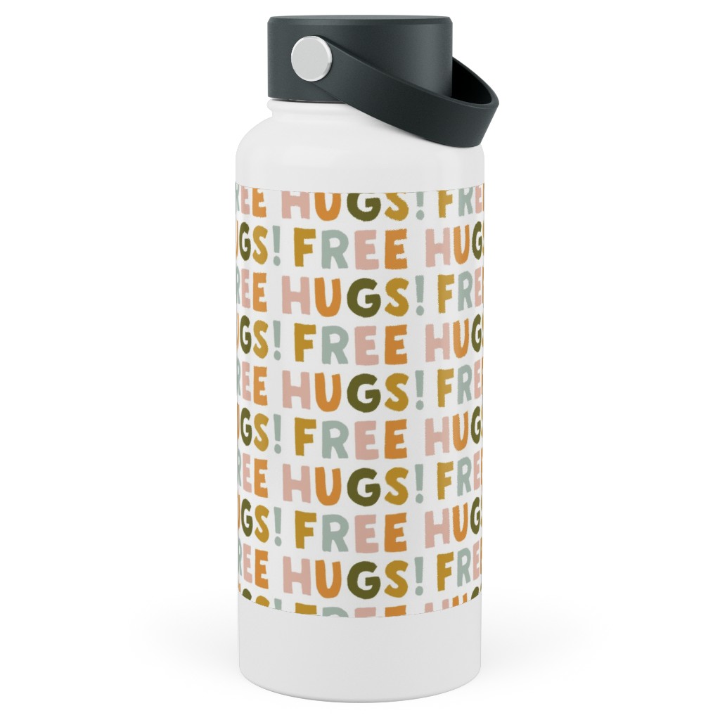 Free Hugs! - Multi Warm Stainless Steel Wide Mouth Water Bottle, 30oz, Wide Mouth, Multicolor