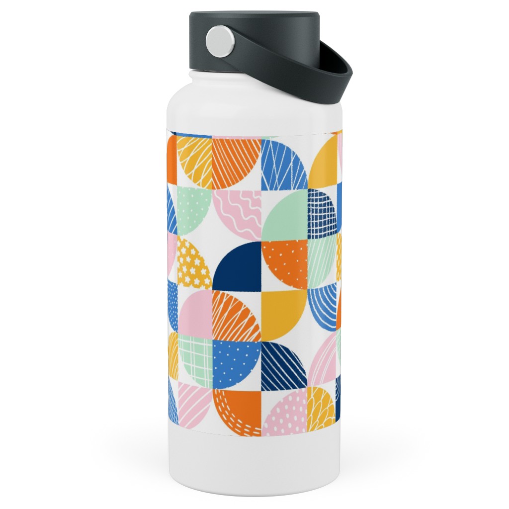 Modern Quilt Pattern - Multi Stainless Steel Wide Mouth Water Bottle, 30oz, Wide Mouth, Multicolor
