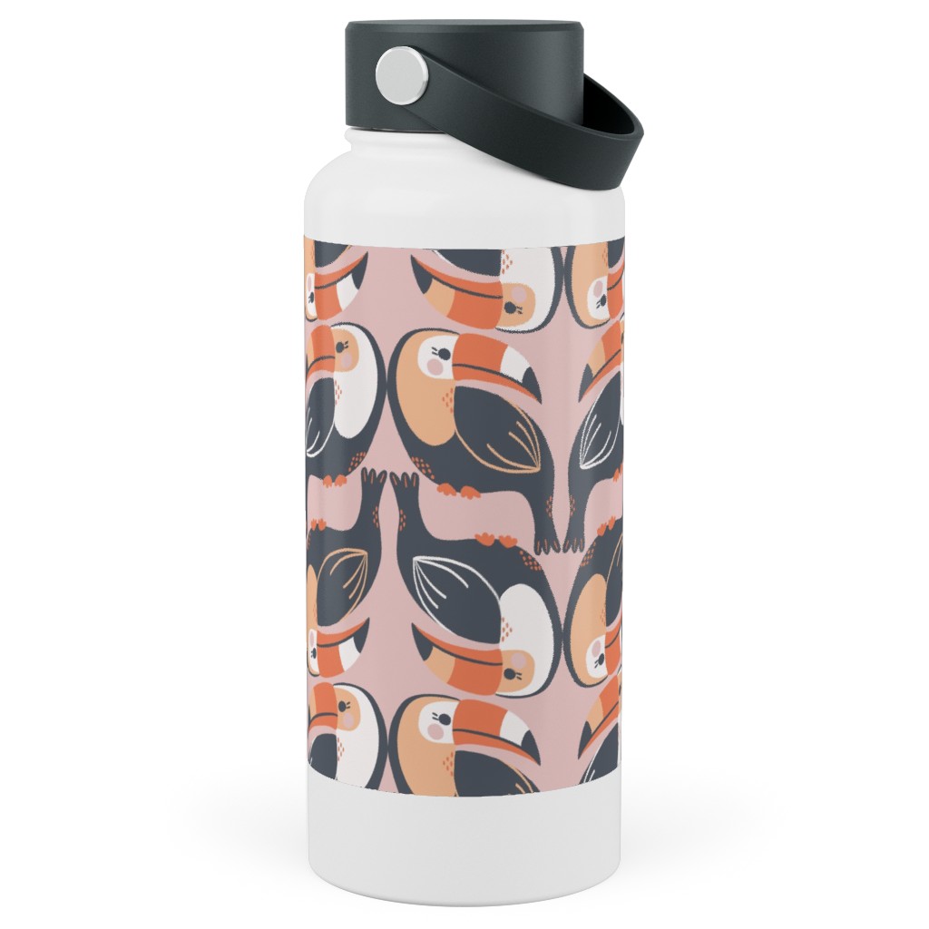 Toucan Stack - Pink Stainless Steel Wide Mouth Water Bottle, 30oz, Wide Mouth, Pink, Bright Pink