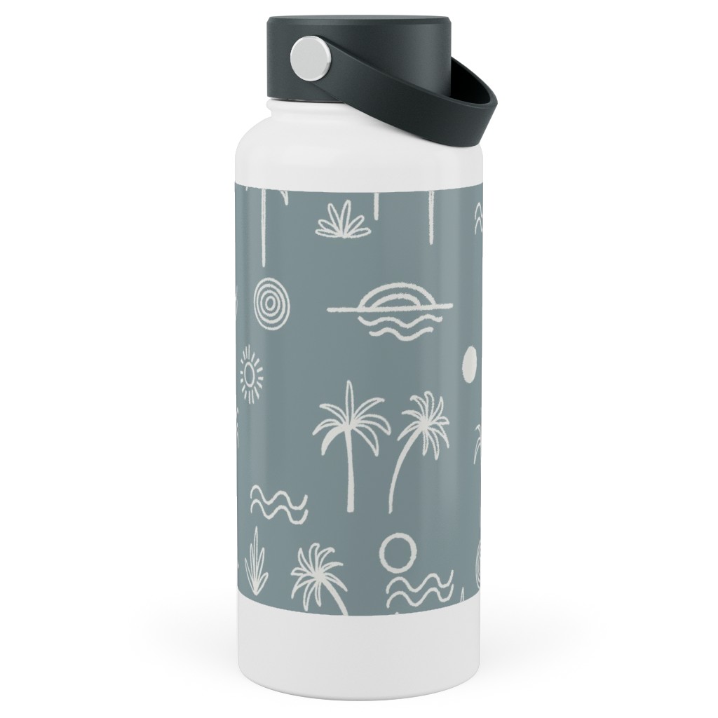 Summer Sun - Slate Stainless Steel Wide Mouth Water Bottle, 30oz, Wide Mouth, Blue, True Blue