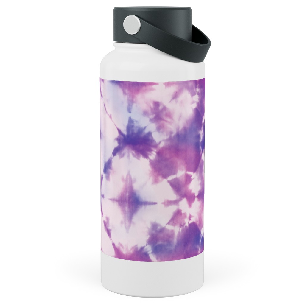 Tie-Dye - Purple and Pink Stainless Steel Wide Mouth Water Bottle, 30oz, Wide Mouth, Purple