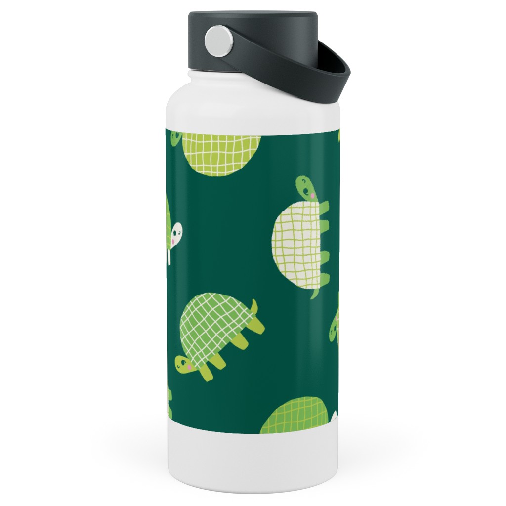 Turtles - Green Stainless Steel Wide Mouth Water Bottle, 30oz, Wide Mouth, Green